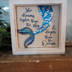 Mermaid Tail Wall Art with Blue and Purple Sequins